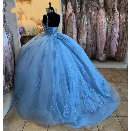 Women's Sweetheart Quinceanera Dresses Ball Gown Spaghetti Straps Applique Sweet 16 Dresses for Teens Badiee Stylez
