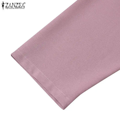 ZANZEA Elegant Office OL Dress Summer Women Half Sleeved Party Sundress Solid Knee Length Robe Fashion Holiday Work Vestidos