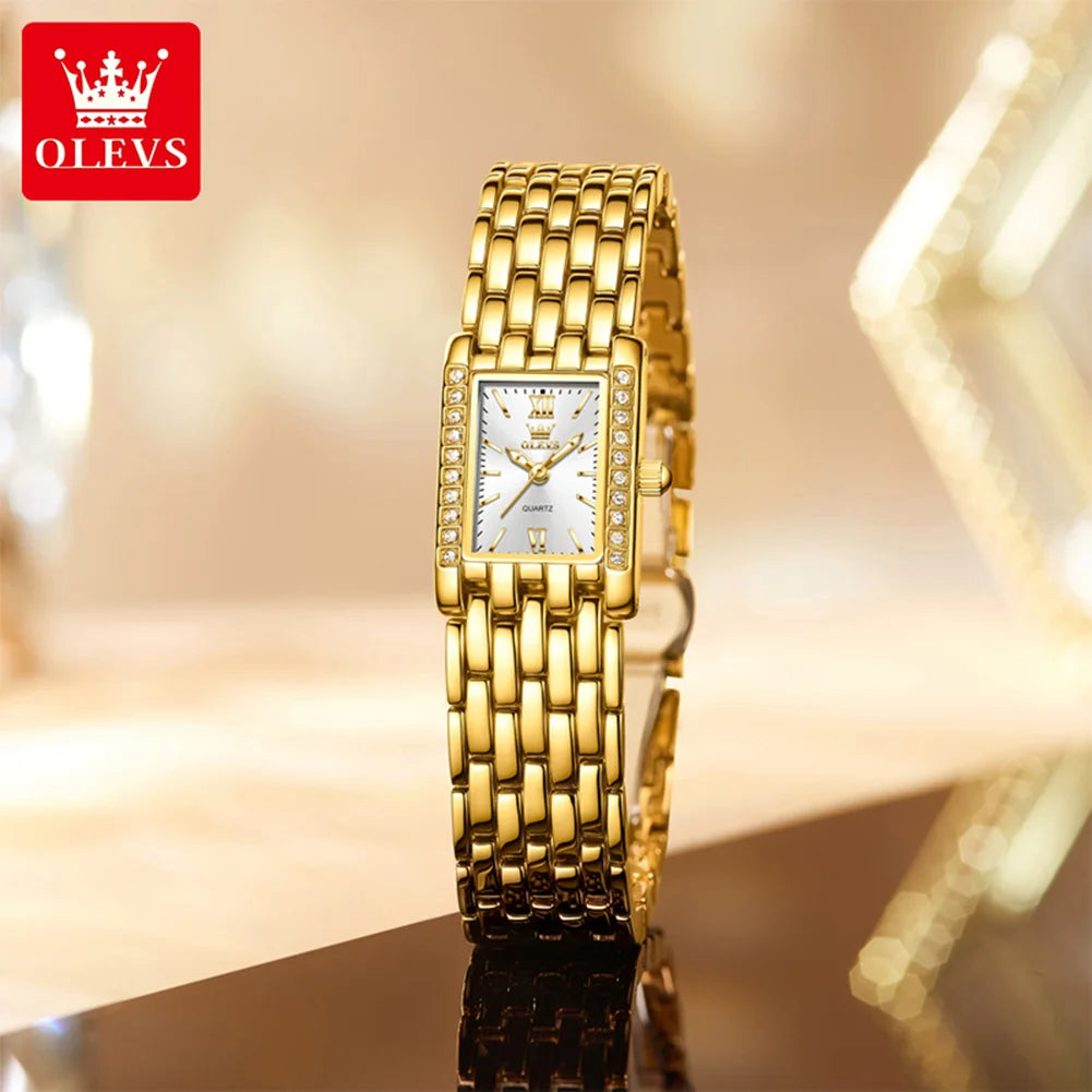 OLEVS 3700 Elegant Original Women Watches Quartz Watch Diamond Watch For Woman Square Watch Ladies Gifts New Reloj Mujer White CHINA Yes