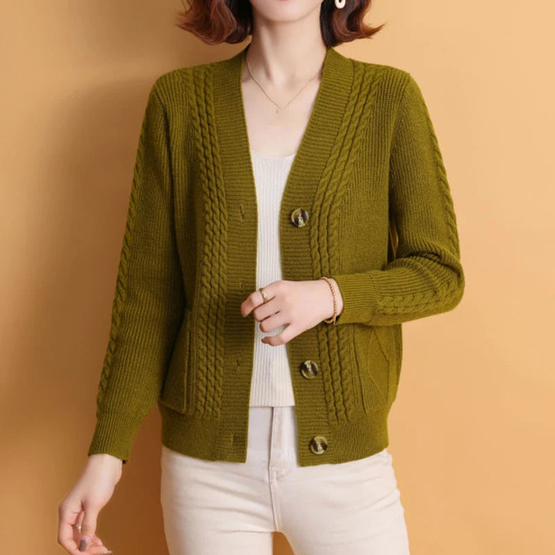 Rimocy Autumn Winter Knitting Cardigan Women 2024 Single Breasted V-Neck Sweater Woman Solid Color Long Sleeve Jumoer Coat Mujer