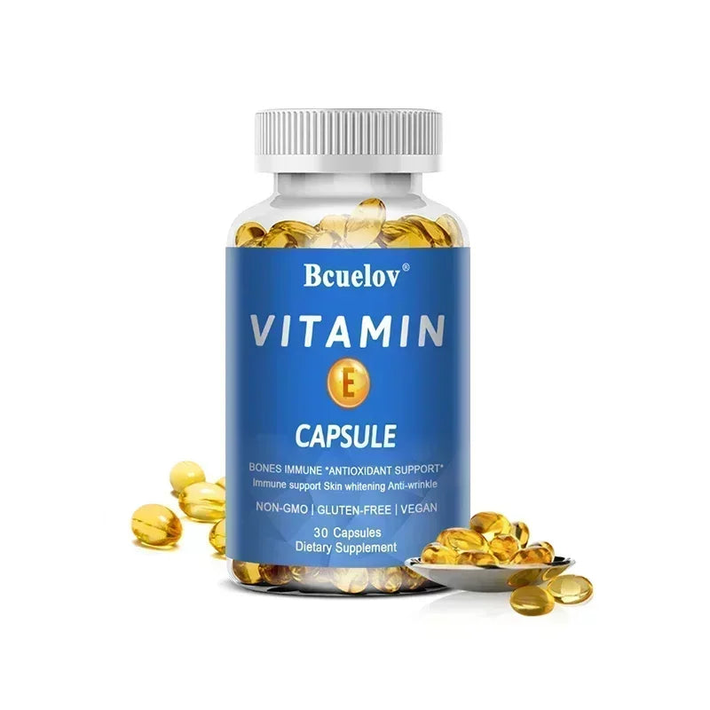 Bcuelov Vitamin E Softgels, Antioxidant Supplements, Easily Absorbed - Supports Skin, Heart & Immune Health Capsules, Non-GMO 30 count-1 bottle