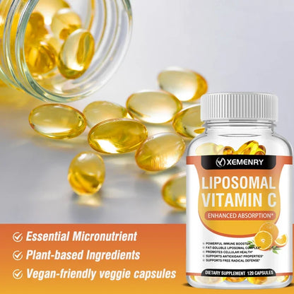 Liposomal Vitamin C Capsules - Promotes Collagen Production, Supports Skin, Immune Health, Powerful Antioxidant