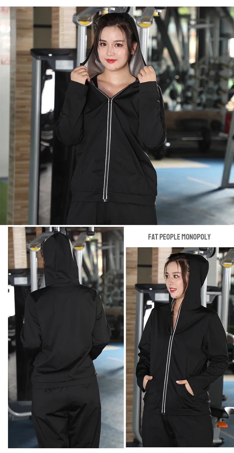 New Sauna Suit Women Plus Size Gym Clothing Sets for Sweating Weight Loss Female Sports Active Wear Slimming Tracksuit Women Badiee Stylez