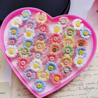 10pcs/lot Children's Cartoon Rings Candy Flower Animal Bow Shape Ring Set Mix Finger Jewellery Rings Kid Girls Toys Anillo 09