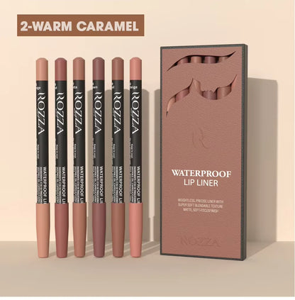 Rozza Waterproof Lip Liner Pencil Set, Weightless Precise Liner with Super Soft Blendable Texture Matte Soft 2pcs WarmCaramel SeT