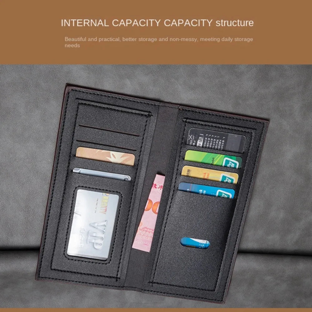 PU Leather Long Wallet For Men Durable Multiple Slots Men Card Holder Thin Soft Men Wallet Card Bag Large Banknote Money Purses