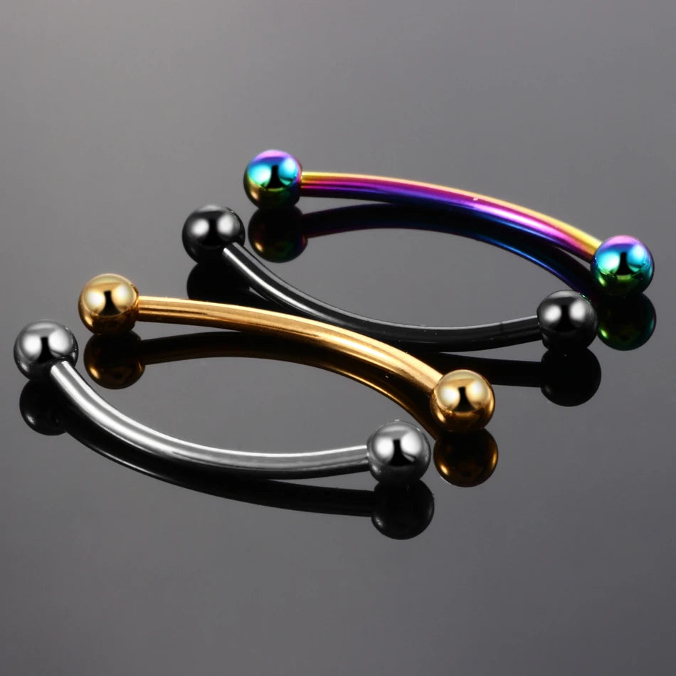 1PC 16G Titanium Snake Eye Tongue Barbell Curved Barbell Eyebrow Rings Snake Piercing Labret Lip Earrings Sexy Body Jewelry