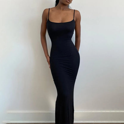 Elegant Bodycon Maxi Dress Women Summer 2024 Sleeveless Backless Sexy Outfits Party Club Sundress Black Birthday Dresses Clothes