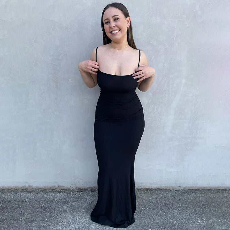 Elegant Bodycon Maxi Dress Women Summer 2024 Sleeveless Backless Sexy Outfits Party Club Sundress Black Birthday Dresses Clothes
