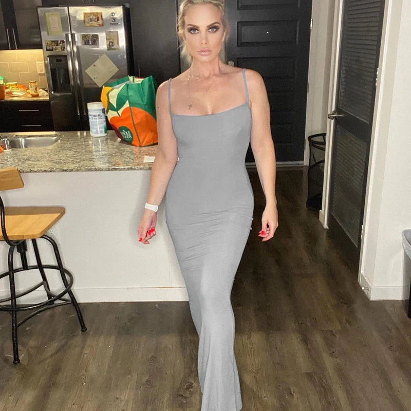 Elegant Bodycon Maxi Dress Women Summer 2024 Sleeveless Backless Sexy Outfits Party Club Sundress Black Birthday Dresses Clothes