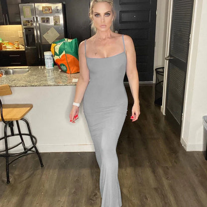 Elegant Bodycon Maxi Dress Women Summer 2024 Sleeveless Backless Sexy Outfits Party Club Sundress Black Birthday Dresses Clothes