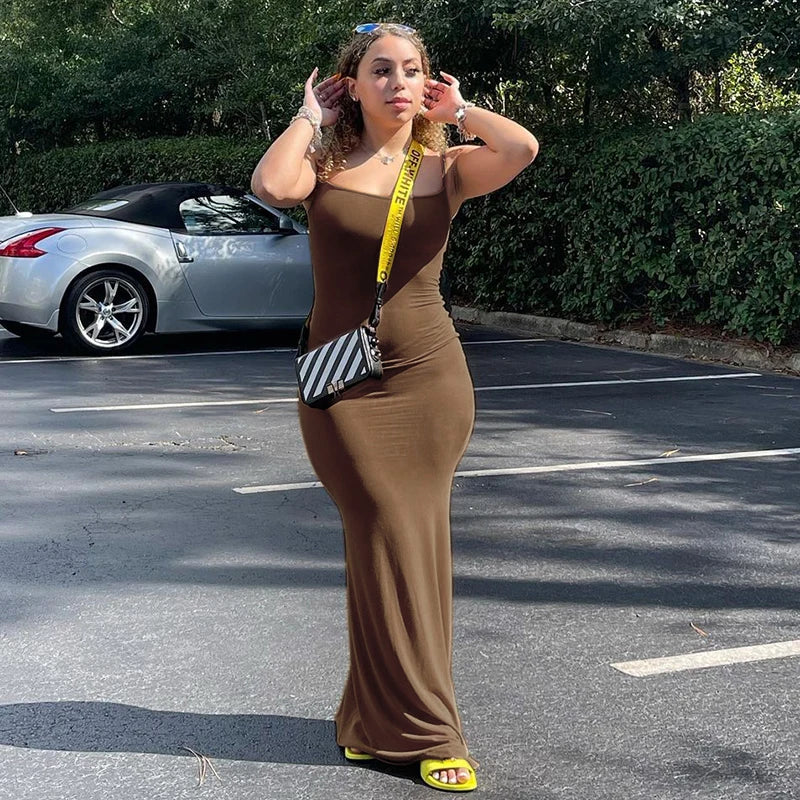 Elegant Bodycon Maxi Dress Women Summer 2024 Sleeveless Backless Sexy Outfits Party Club Sundress Black Birthday Dresses Clothes