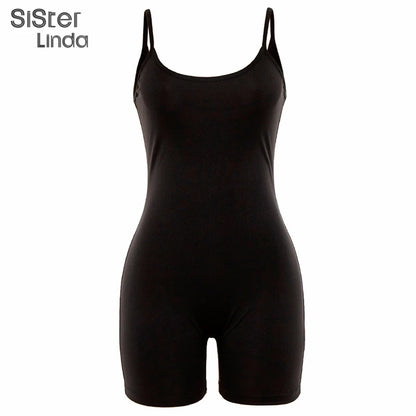 Sisterlinda Sexy Backless Sleeveless Black Playsuits Womens Elastic Soft Casual Wear Short Rompers Jog Sportswear Bodysuits 2020