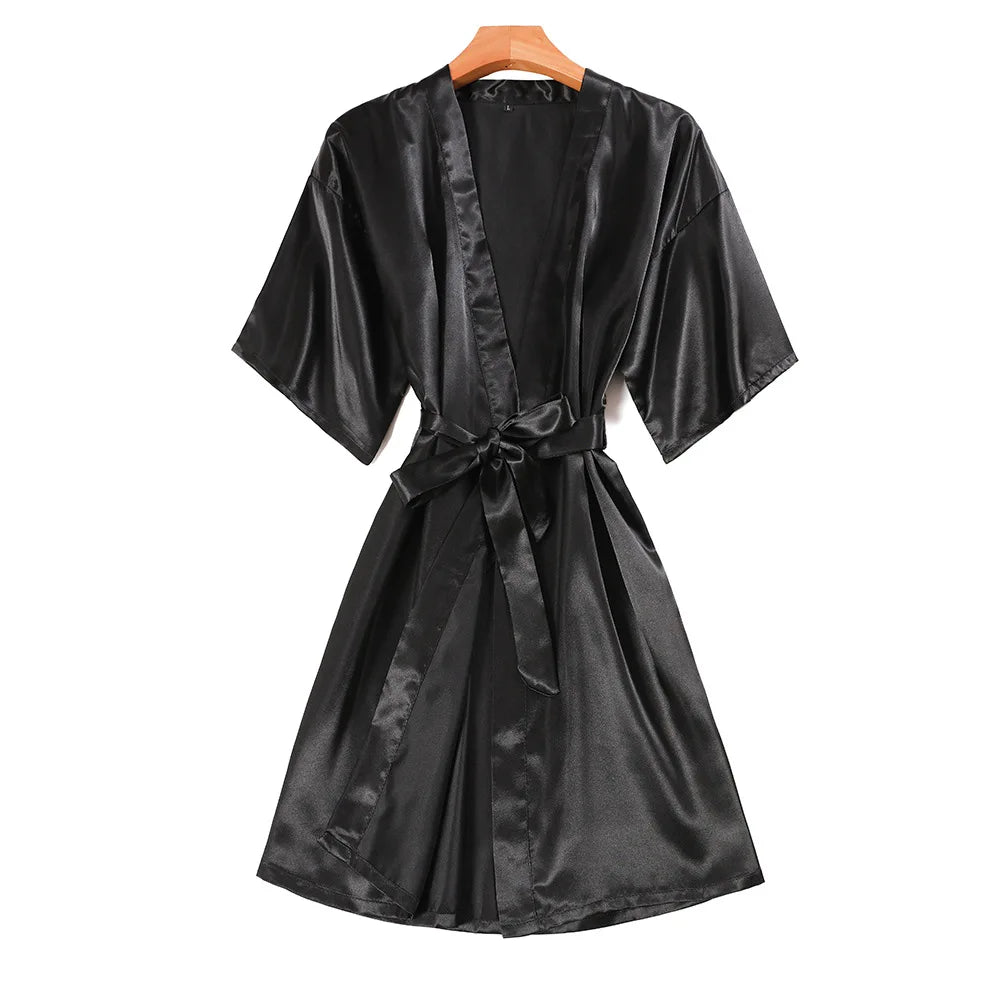 King And Queen Satin Robes Set Couple Couples Robes Mr. And Mrs. Kimono for Bride Kimonos Mr and Mrs Personalized Robes black