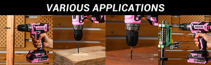 Power Drill Cordless: DEKO Pink Cordless Drill 20V Electric Power Drill Set Tool for Women - Badiee Stylez