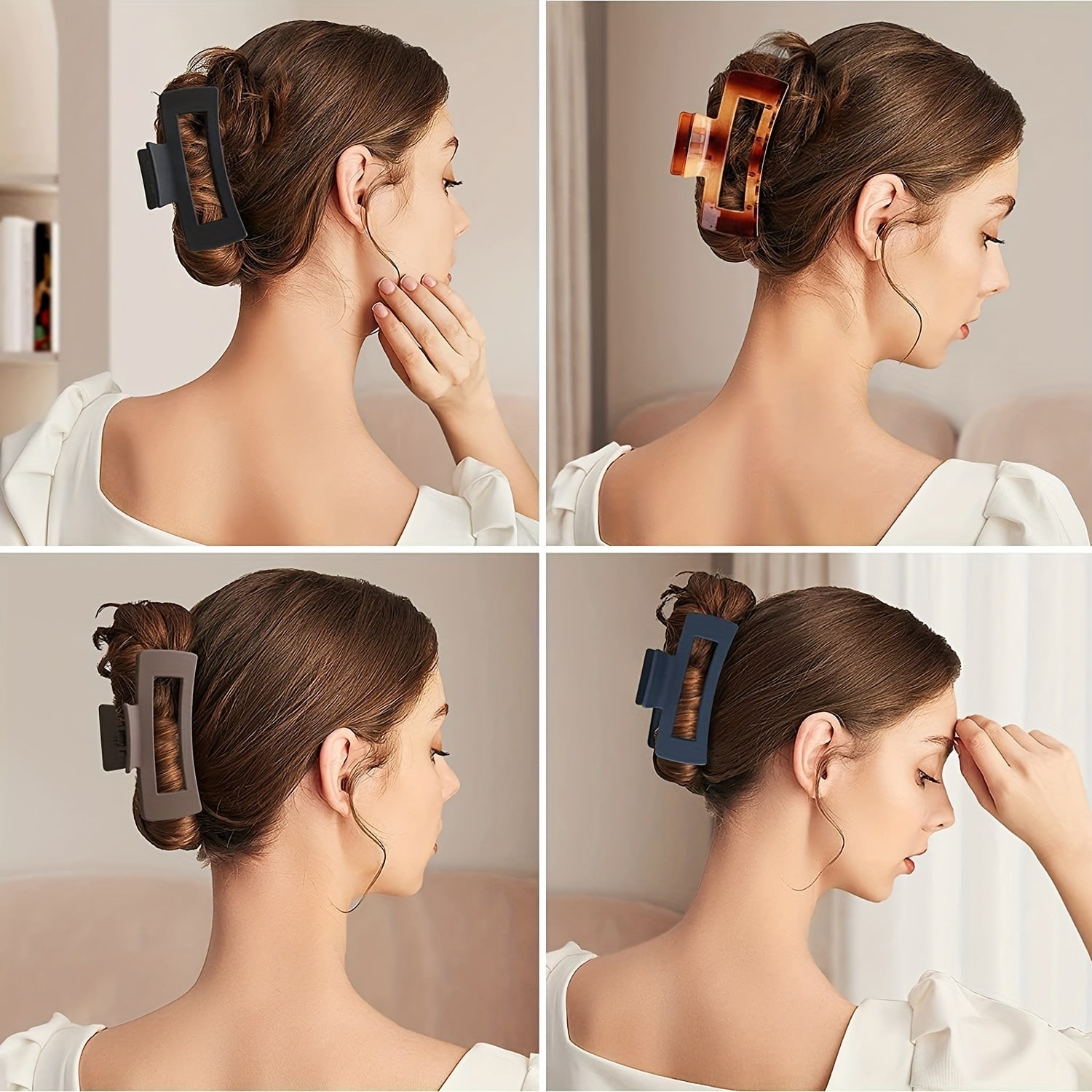 Multicolor Large Thick Acrylic Hair Clip Rectangle Hairclip Long Hair Resin Claw Clips Nonslip Jaw Clips Badiee Stylez