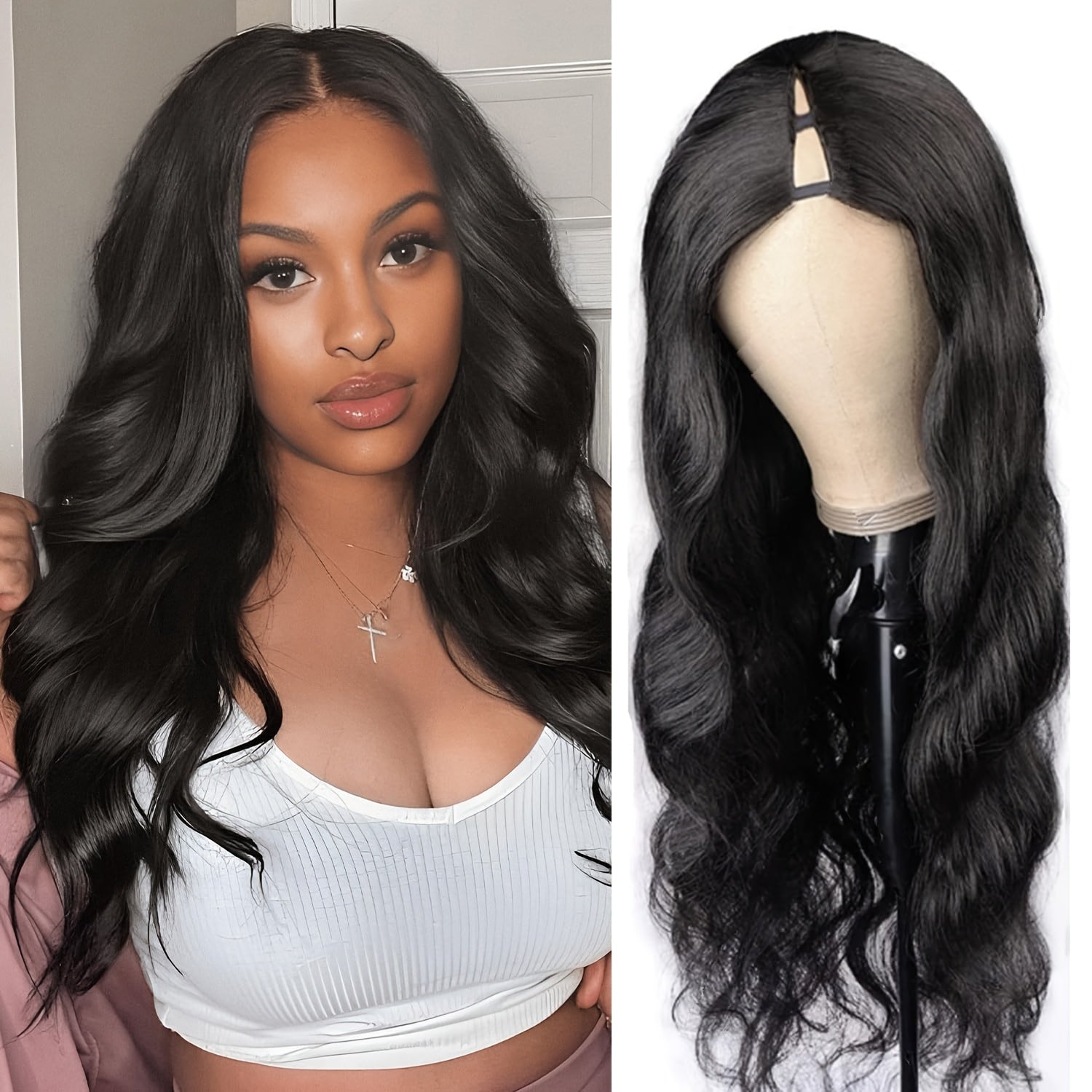 Body Wave V Part Wigs Human Hair 250% Density For Women Full Head Clip In Half Wig No Leave Out Body Wave Wig For Black Women Badiee Stylez