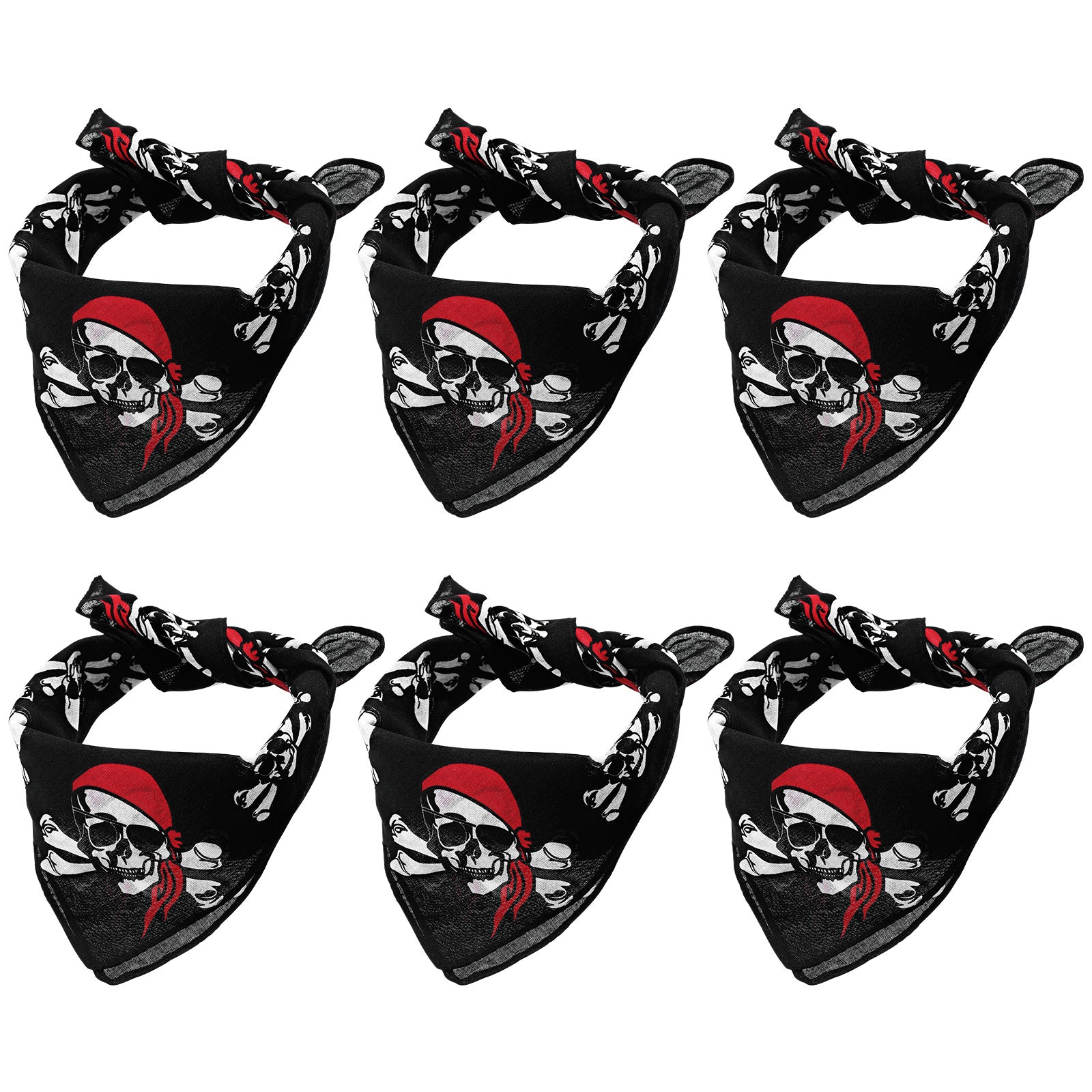 6pcs Pirate Skull Headscarf Bandana Headband Handkerchief Skeleton Cosplay Costume Props Accessories