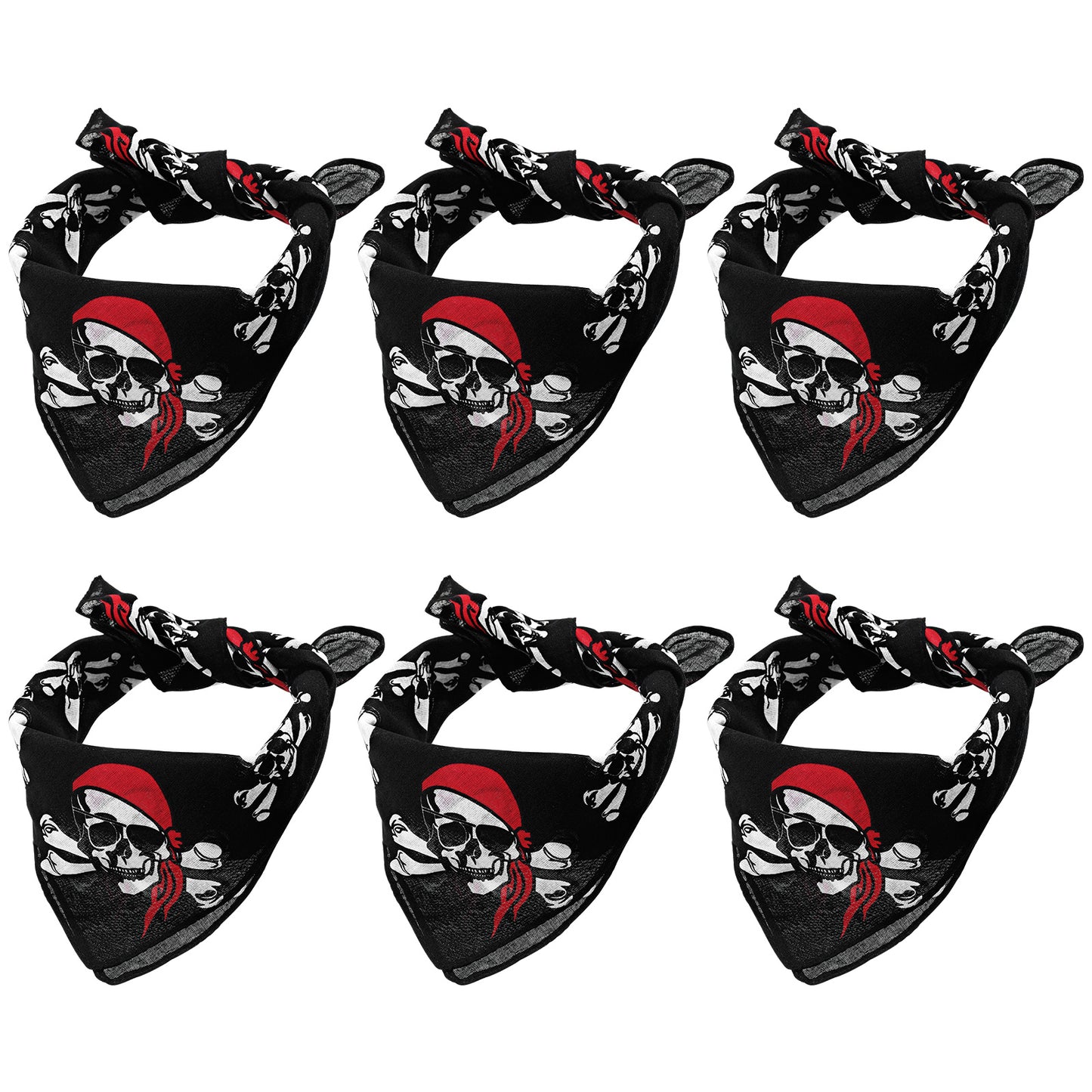 6pcs Pirate Skull Headscarf Bandana Headband Handkerchief Skeleton Cosplay Costume Props Accessories