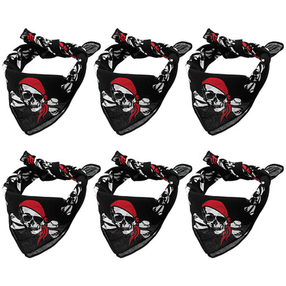 6pcs Pirate Skull Headscarf Bandana Headband Handkerchief Skeleton Cosplay Costume Props Accessories