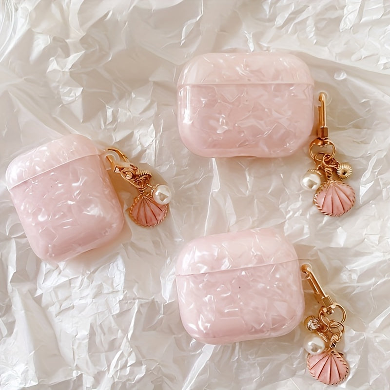 Pink Shell Pattern Case - Plus Shell Pendant, Durable Protective Case for AirPods Pro 2nd Gen, AirPod 1/2, AirPod 3 Badiee Stylez
