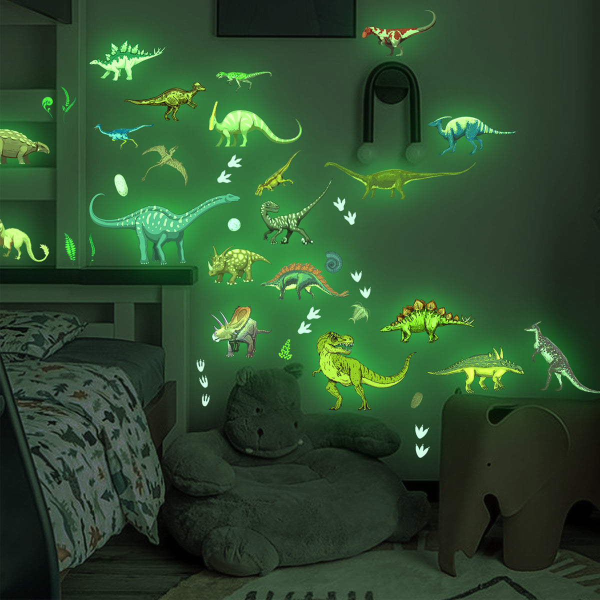 1 Set, Glow In The Dark, Dinosaur Wall Stickers, Removable Waterproof Stickers, Wall Decor For Living Room Bedroom, Home Decor Badiee Stylez