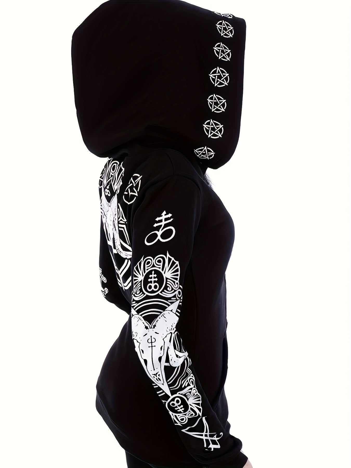 Women's Fashion Punk Style Geometric Print Zipper Sweatshirt Badiee Stylez