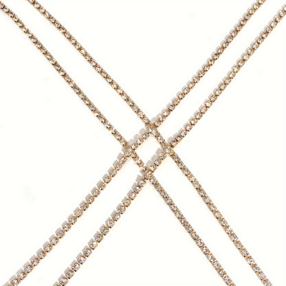 Luxury Cross Chest Chain Shiny Rhinestones Body Chain Jewelry Badiee Stylez