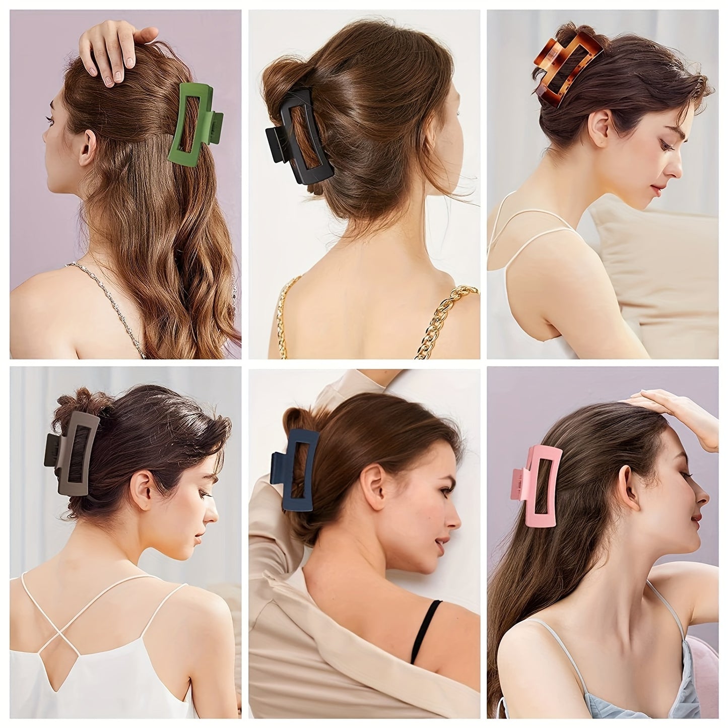Multicolor Large Thick Acrylic Hair Clip Rectangle Hairclip Long Hair Resin Claw Clips Nonslip Jaw Clips Badiee Stylez