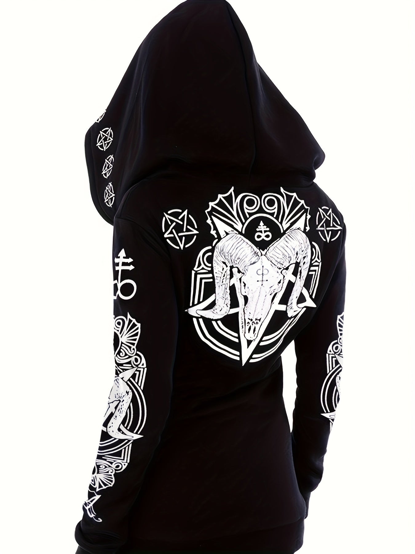 Women's Fashion Punk Style Geometric Print Zipper Sweatshirt Badiee Stylez