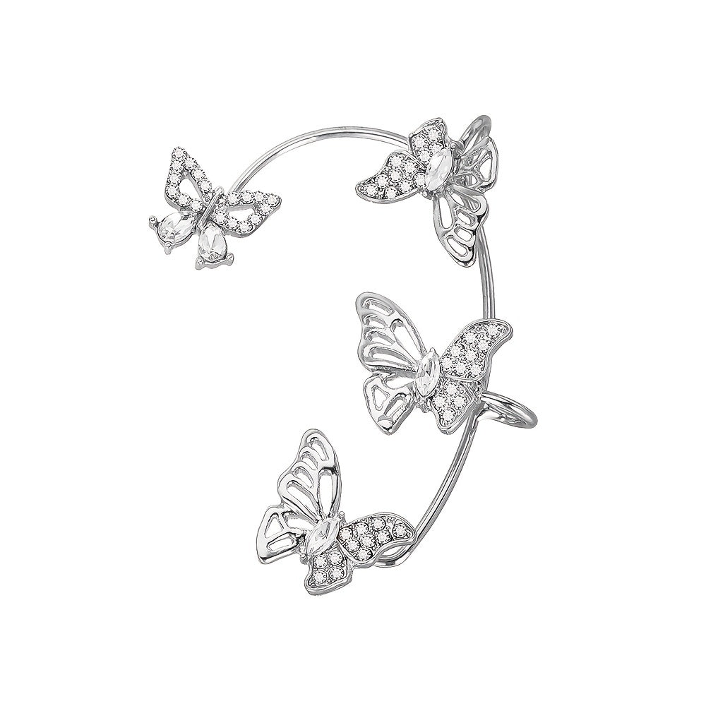 Women'S Elegant Butterfly Ear Cuffs - No-Piercing Ear Hooks, Synthetic Gemstone Accents, Everyday & Formal Jewelry for Parties, Weddings, Everyday Outfits - Non-Piercing Ear Clips for Sensitive Light Beige, Party Accessories, Badiee Stylez