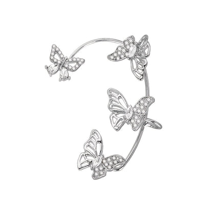 Women'S Elegant Butterfly Ear Cuffs - No-Piercing Ear Hooks, Synthetic Gemstone Accents, Everyday & Formal Jewelry for Parties, Weddings, Everyday Outfits - Non-Piercing Ear Clips for Sensitive Light Beige, Party Accessories, Badiee Stylez
