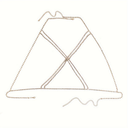 Luxury Cross Chest Chain Shiny Rhinestones Body Chain Jewelry Badiee Stylez