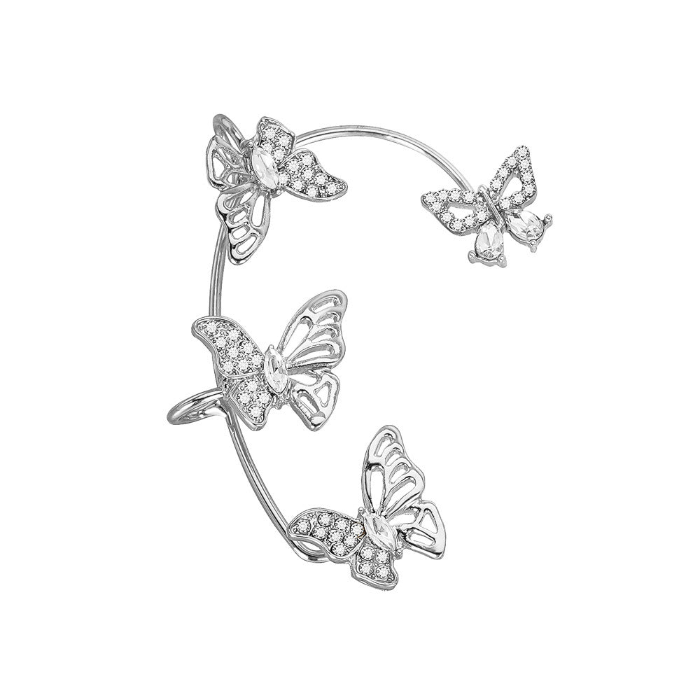 Women'S Elegant Butterfly Ear Cuffs - No-Piercing Ear Hooks, Synthetic Gemstone Accents, Everyday & Formal Jewelry for Parties, Weddings, Everyday Outfits - Non-Piercing Ear Clips for Sensitive Light Beige, Party Accessories, Badiee Stylez