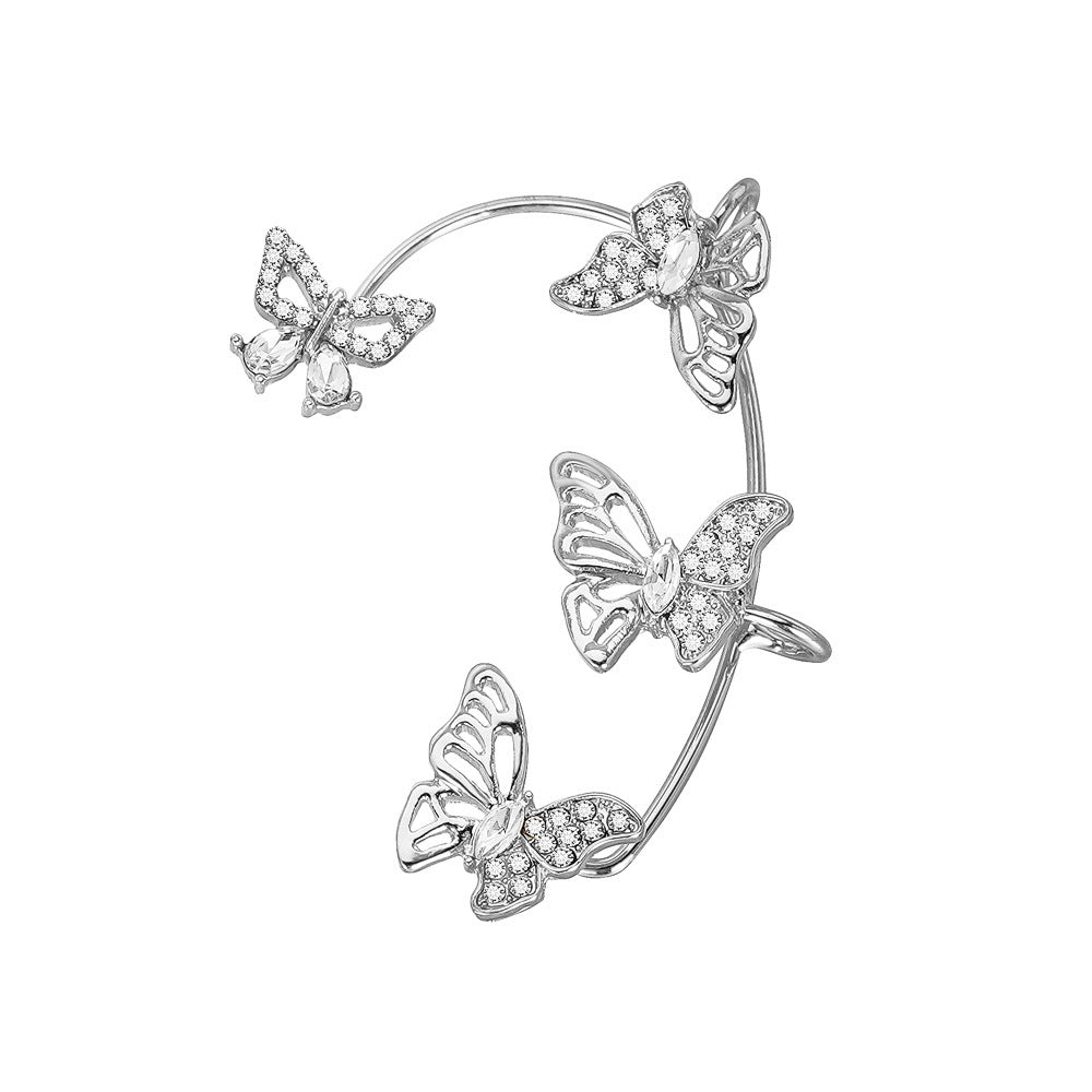 Women'S Elegant Butterfly Ear Cuffs - No-Piercing Ear Hooks, Synthetic Gemstone Accents, Everyday & Formal Jewelry for Parties, Weddings, Everyday Outfits - Non-Piercing Ear Clips for Sensitive Light Beige, Party Accessories, Badiee Stylez